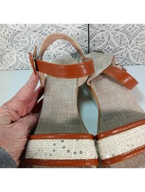 Sandals Linen Gold Sequins BOHO Lightweight EU 40 US 9 New